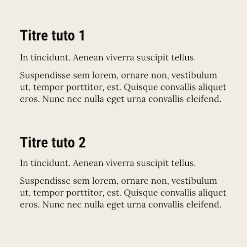 Deux courts textes et leur titre, après utilisation de l'outil Pipette et du Sélecteur de style